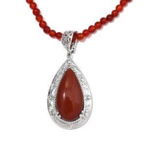 82.40ctw Red Jasper and Red Quartzite 20" Necklace